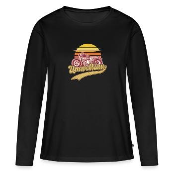 Truie environnementale moto motard scandale grand-mère chanson - T-shirt manches longues Premium bio Femme - noir - Devant - Julia (174cm)
