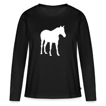 Cheval chevaux chevaux - T-shirt manches longues Premium bio Femme - noir - Devant - Julia (174cm)