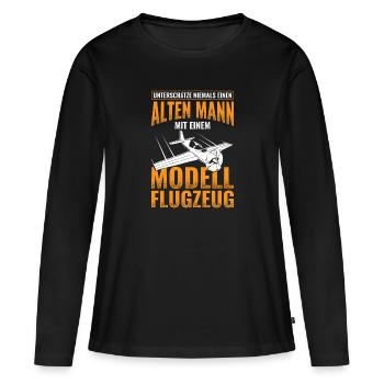 Modellflug - Frauen Premium Bio Langarmshirt - Schwarz - Vorne - Julia (174cm)