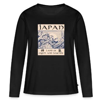 Japon Histoire démon tsunami - T-shirt manches longues Premium bio Femme - noir - Devant - Julia (174cm)