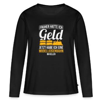 Modelleisenbahn - Frauen Premium Bio Langarmshirt - Schwarz - Vorne - Julia (174cm)