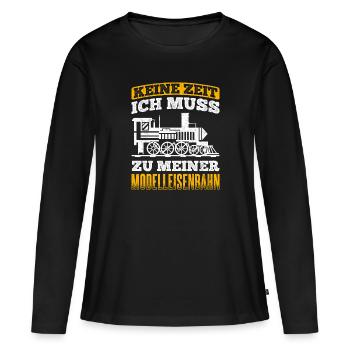 Modelleisenbahn Eisenbahn - Frauen Premium Bio Langarmshirt - Schwarz - Vorne - Julia (174cm)