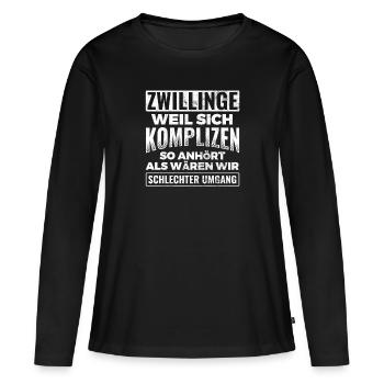 Zwillinge Zwilling Geschenk - Frauen Premium Bio Langarmshirt - Schwarz - Vorne - Julia (174cm)