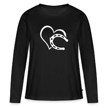 Cœur de sabot - T-shirt manches longues Premium bio Femme - noir - Devant - Julia (174cm)