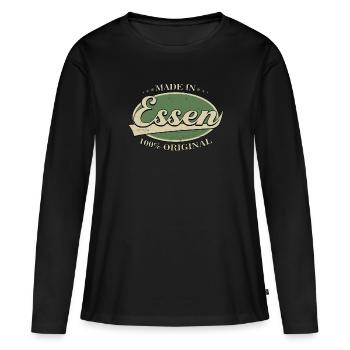 Fabriqué à Essen - T-shirt manches longues Premium bio Femme - noir - Devant - Julia (174cm)