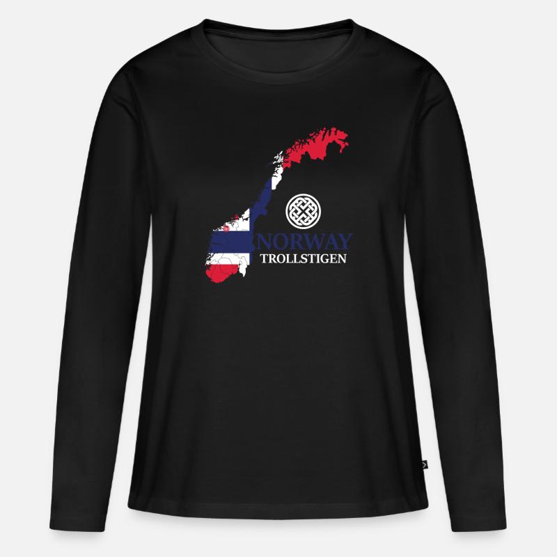 Norwegen Trollstigen Rune Wikinger - Frauen Premium Bio Langarmshirt - Schwarz