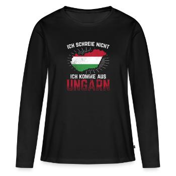 Ungarn Ungarische Flagge - Frauen Premium Bio Langarmshirt - Schwarz - Vorne - Julia (174cm)