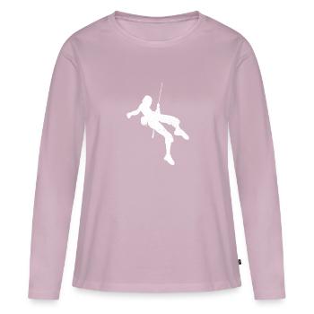 Escalade Mousqueton Bloc Sports de montagne Salle d’escalade - T-shirt manches longues Premium bio Femme - rose poudré - Devant - Julia (174cm)