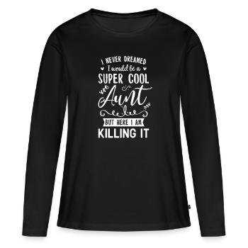 Tante - T-shirt manches longues Premium bio Femme - noir - Devant - Julia (174cm)