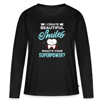 Dentiste Cadeau Dentiste Dentiste Dentaire Dents - T-shirt manches longues Premium bio Femme - noir - Devant - Julia (174cm)