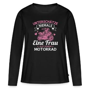 Motorrad Motorradfahrerin Bikerin Rennmotorrad - Frauen Premium Bio Langarmshirt - Schwarz - Vorne - Julia (174cm)