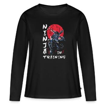 Ninja - T-shirt manches longues Premium bio Femme - noir - Devant - Julia (174cm)