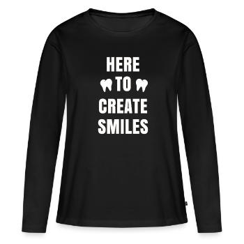 Dentiste Dentifrice Brosse à dents Kiefer Doc Dentiste - T-shirt manches longues Premium bio Femme - noir - Devant - Julia (174cm)