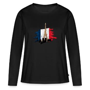 Frankreich - Frauen Premium Bio Langarmshirt - Schwarz - Vorne - Julia (174cm)