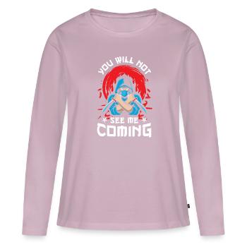 Ninja Tshirt Enfants Hommes Ninjutsu - T-shirt manches longues Premium bio Femme - rose poudré - Devant - Julia (174cm)