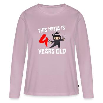 Ninja Ninjutsu Judo Katana Enfants Shuriken Guerrier - T-shirt manches longues Premium bio Femme - rose poudré - Devant - Julia (174cm)