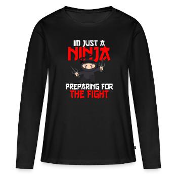 Ninja Ninjutsu Judo Katana Enfants Shuriken Guerrier - T-shirt manches longues Premium bio Femme - noir - Devant - Julia (174cm)