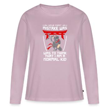 Ninja Tshirt Enfants Hommes Ninjutsu - T-shirt manches longues Premium bio Femme - rose poudré - Devant - Julia (174cm)
