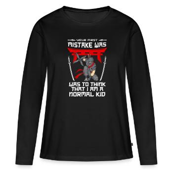 Ninja Tshirt Enfants Hommes Ninjutsu - T-shirt manches longues Premium bio Femme - noir - Devant - Julia (174cm)