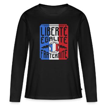 Frankreich - Frauen Premium Bio Langarmshirt - Schwarz - Vorne - Julia (174cm)