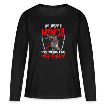 Ninja - T-shirt manches longues Premium bio Femme - noir - Devant - Julia (174cm)