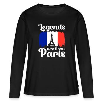 Frankreich - Frauen Premium Bio Langarmshirt - Schwarz - Vorne - Julia (174cm)