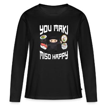 Ninja Ninjutsu Judo Katana Enfants Shuriken Guerrier - T-shirt manches longues Premium bio Femme - noir - Devant - Julia (174cm)