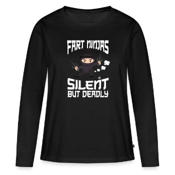 Ninja Tshirt Enfants Hommes Ninjutsu - T-shirt manches longues Premium bio Femme - noir - Devant - Julia (174cm)