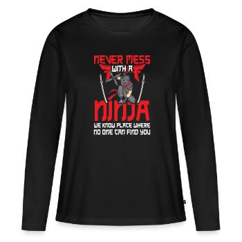 Ninja - T-shirt manches longues Premium bio Femme - noir - Devant - Julia (174cm)