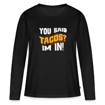 Taco Mardi Torero Salsa Latino Nacho Mexicain - T-shirt manches longues Premium bio Femme - noir - Devant - Julia (174cm)
