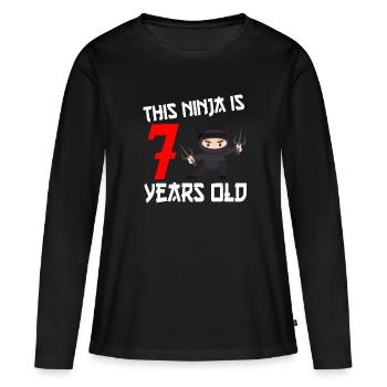 Ninja Ninjutsu Judo Katana Enfants Shuriken Guerrier - T-shirt manches longues Premium bio Femme - noir - Devant - Julia (174cm)