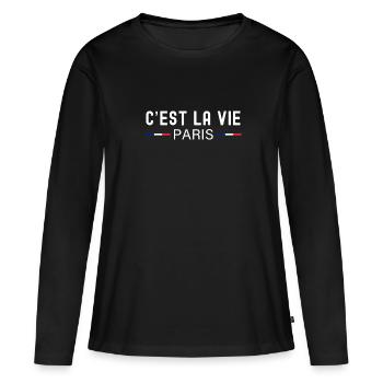 Frankreich - Frauen Premium Bio Langarmshirt - Schwarz - Vorne - Julia (174cm)