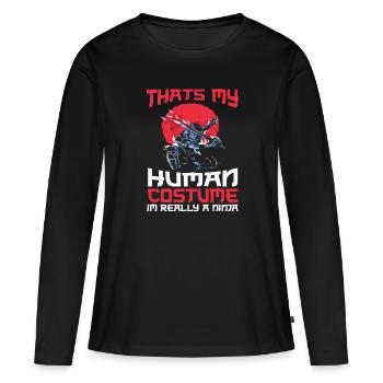 Ninja Cadeau Karaté Ninjutsu Judo Samouraï Japon - T-shirt manches longues Premium bio Femme - noir - Devant - Julia (174cm)