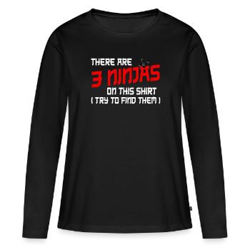 Ninja Ninjutsu Judo Katana Enfants Shuriken Guerrier - T-shirt manches longues Premium bio Femme - noir - Devant - Julia (174cm)