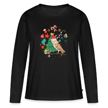 Hibou de Noël laid - T-shirt manches longues Premium bio Femme - noir - Devant - Julia (174cm)
