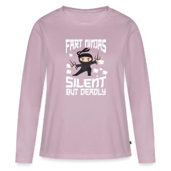 Ninja Ninjutsu Judo Katana Enfants Shuriken Guerrier - T-shirt manches longues Premium bio Femme - rose poudré - Devant - Julia (174cm)