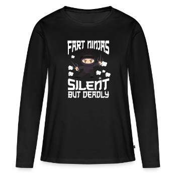 Ninja Ninjutsu Judo Katana Enfants Shuriken Guerrier - T-shirt manches longues Premium bio Femme - noir - Devant - Julia (174cm)