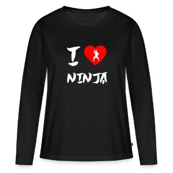 Ninja - T-shirt manches longues Premium bio Femme - noir - Devant - Julia (174cm)