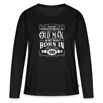 1988 Cadeau d’anniversaire Bursdag vintage - T-shirt manches longues Premium bio Femme - noir - Devant - Julia (174cm)