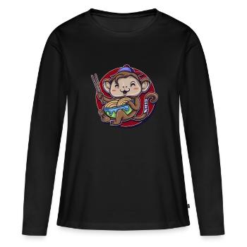 Singe Gorille Primate Singe Primate Animal Laquer Monkey - T-shirt manches longues Premium bio Femme - noir - Devant - Julia (174cm)