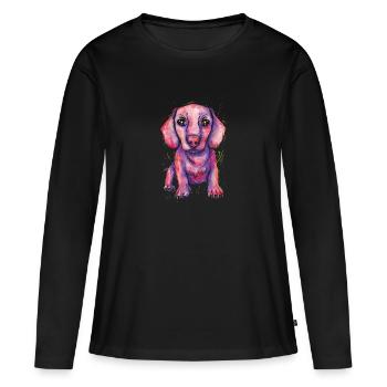 Dachshund Geschenk Dixie Wiener Doxie Dackel - Frauen Premium Bio Langarmshirt - Schwarz - Vorne - Julia (174cm)