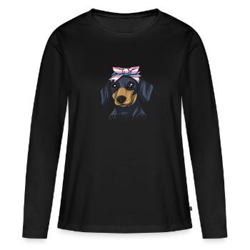 Dachshund Geschenk Dixie Wiener Doxie Dackel - Frauen Premium Bio Langarmshirt - Schwarz - Vorne - Julia (174cm)