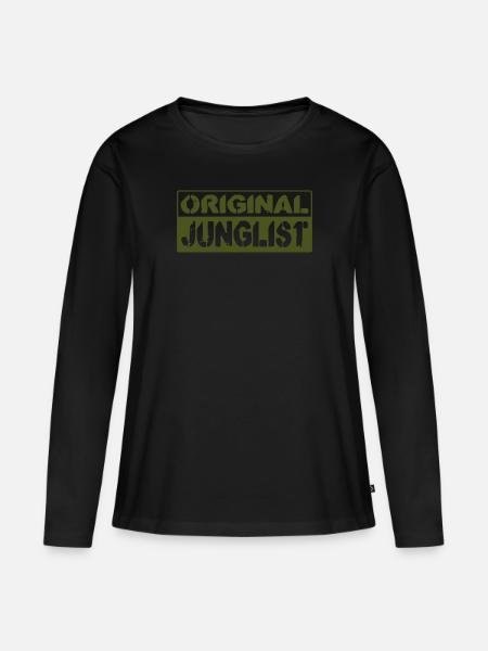 Original Junglist DNB Drum n Bass Green Remix - Women's Premium Organic Long Sleeve Shirt - black