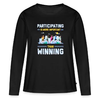 Participer est plus important que gagner - T-shirt manches longues Premium bio Femme - noir - Devant - Julia (174cm)