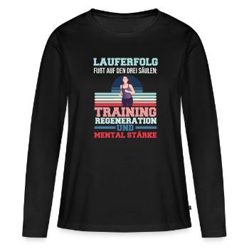 Succès de la course à pied - T-shirt manches longues Premium bio Femme - noir - Devant - Julia (174cm)