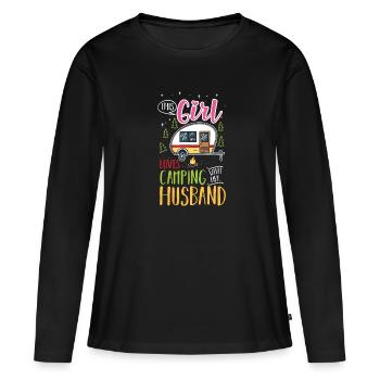 Camping Frauen - Frauen Premium Bio Langarmshirt - Schwarz - Vorne - Julia (174cm)