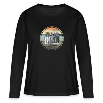 Salz und Pfeffer - Frauen Premium Bio Langarmshirt - Schwarz - Vorne - Julia (174cm)
