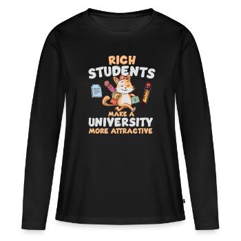 Les étudiants riches rendent une université plus attrayante - T-shirt manches longues Premium bio Femme - noir - Devant - Julia (174cm)