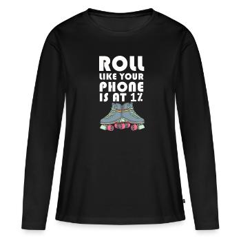 Inline Skater - Frauen Premium Bio Langarmshirt - Schwarz - Vorne - Julia (174cm)
