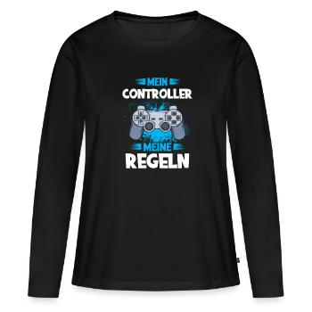 Zocken - Frauen Premium Bio Langarmshirt - Schwarz - Vorne - Julia (174cm)